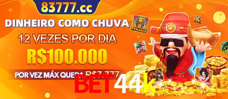 Banner do programa de recompensas Recomende para amigos do bet44k, detalhando os bônus por convidar amigos, com prêmios que chegam a R$288.888.
