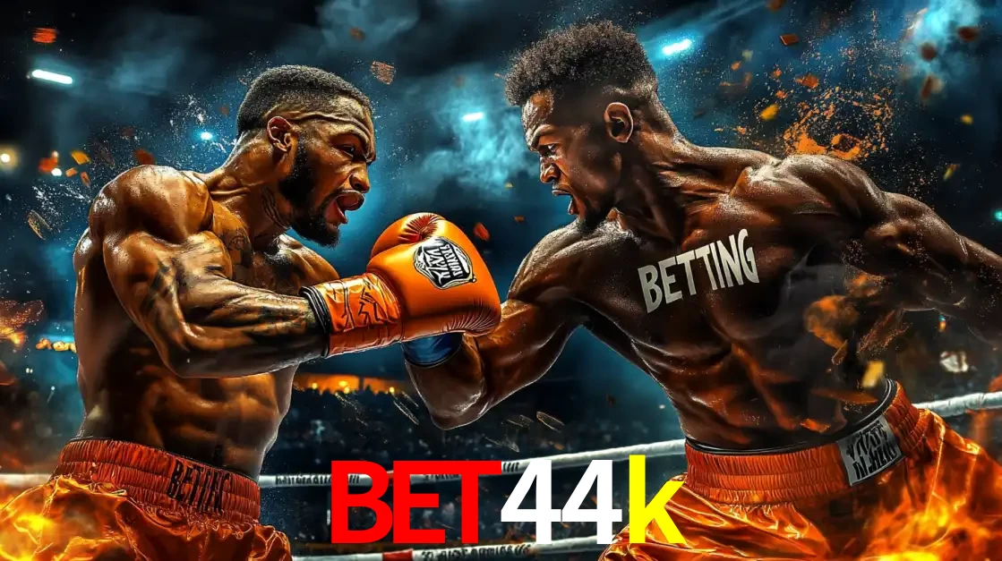 Dois boxeadores em uma luta intensa e explosiva, representando a adrenalina e as oportunidades de apostas em esportes de combate disponíveis na plataforma bet44k.